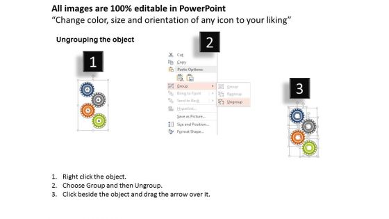 Four Gears And Icons Text Boxes Powerpoint Template