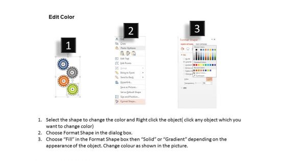 Four Gears And Icons Text Boxes Powerpoint Template