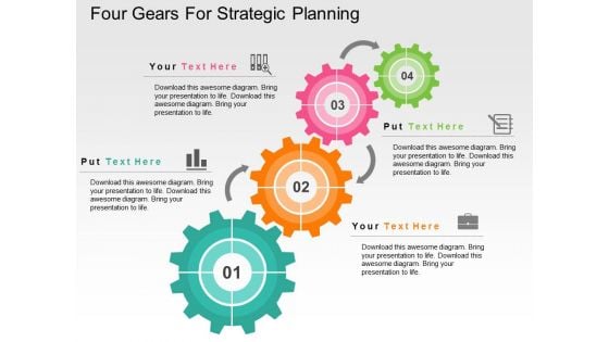 Four Gears For Strategic Planning Powerpoint Templates