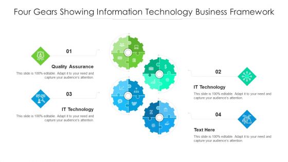 Four Gears Showing Information Technology Business Framework Ppt PowerPoint Presentation Icon Background Images PDF