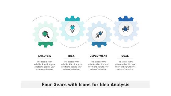 Four Gears With Icons For Idea Analysis Ppt PowerPoint Presentation Layouts PDF