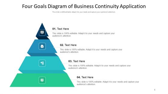 Four Goals Diagram Of Business Continuity Application Ppt PowerPoint Presentation Layouts Pictures PDF