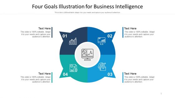 Four Goals Illustration For Business Intelligence Ppt PowerPoint Presentation Slides Sample PDF