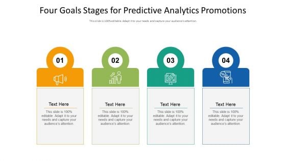 Four Goals Stages For Predictive Analytics Promotions Ppt PowerPoint Presentation Infographics Inspiration PDF