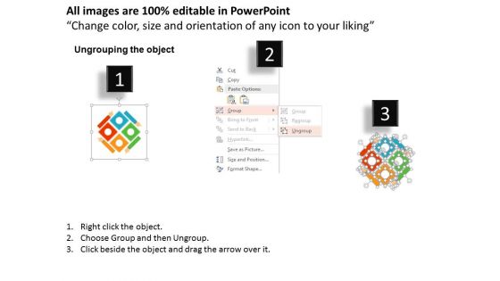 Four Hands With Squares And Icons Powerpoint Template