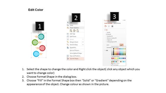 Four Human Hand Icons With Circles Powerpoint Templates