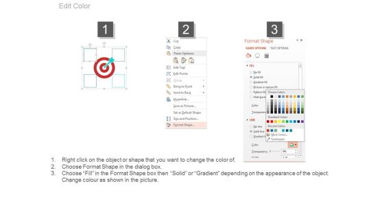 Four Icons Around Target Board For Business Powerpoint Slides