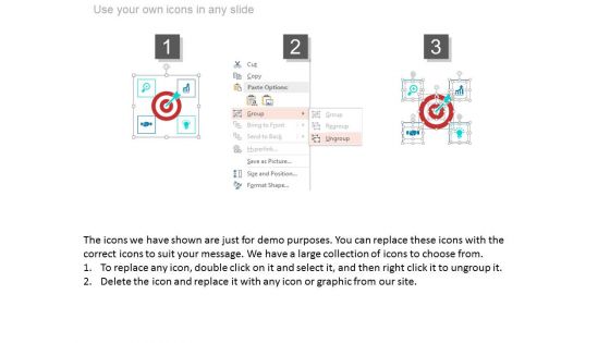 Four Icons Around Target Board For Business Powerpoint Slides