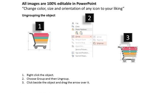 Four Icons With Shopping Cart Design Powerpoint Template