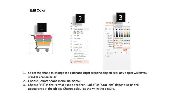 Four Icons With Shopping Cart Design Powerpoint Template