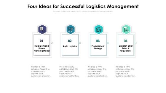 Four Ideas For Successful Logistics Management Ppt PowerPoint Presentation Infographics Background Image PDF