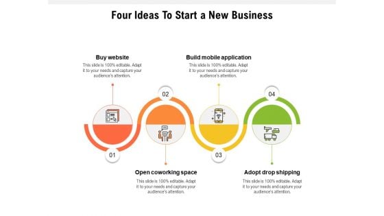 Four Ideas To Start A New Business Ppt PowerPoint Presentation Inspiration Pictures PDF