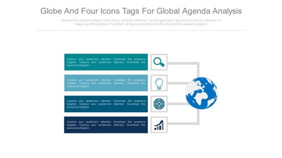 Four Infographic Tags For Global Agenda Analysis Powerpoint Template