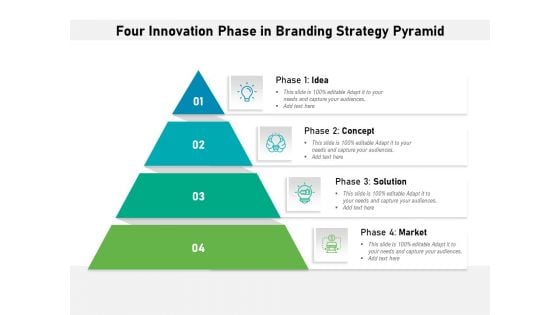 Four Innovation Phase In Branding Strategy Pyramid Ppt PowerPoint Presentation Gallery Layouts PDF