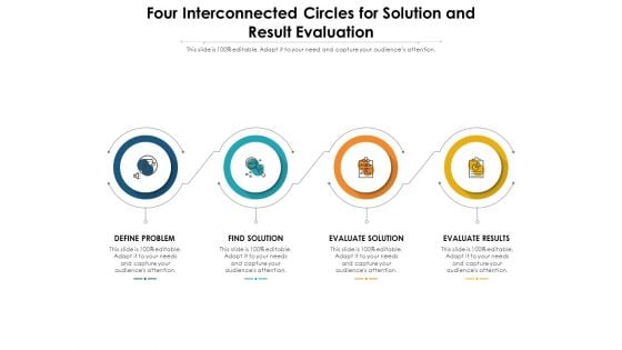 Four Interconnected Circles For Solution And Result Evaluation Ppt PowerPoint Presentation File Show PDF