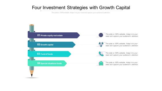 Four Investment Strategies With Growth Capital Ppt PowerPoint Presentation Infographic Template Graphics Template