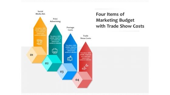 Four Items Of Marketing Budget With Trade Show Costs Ppt PowerPoint Presentation File Clipart PDF Four Items Of Marketing Budget With Trade Show Costs Ppt PowerPoint Presentation File Clipart PDF