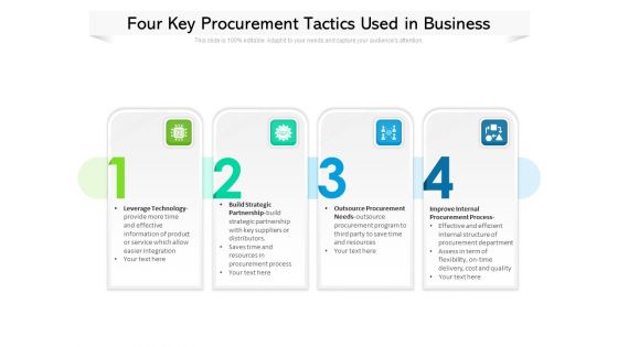 Four Key Procurement Tactics Used In Business Ppt PowerPoint Presentation File Skills PDF Four Key Procurement Tactics Used In Business Ppt PowerPoint Presentation File Skills PDF