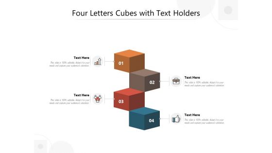 Four Letters Cubes With Text Holders Ppt PowerPoint Presentation Layouts Smartart