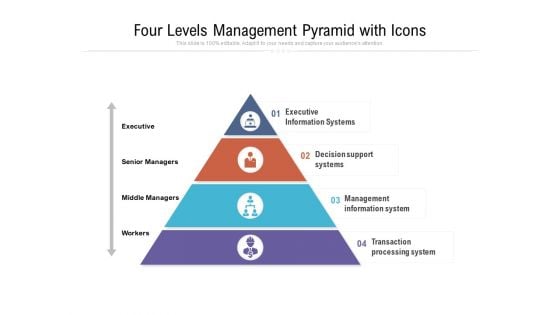 four levels management pyramid with icons ppt powerpoint presentation ideas background pdf