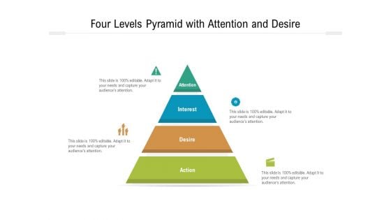 four levels pyramid with attention and desire ppt powerpoint presentation icon designs download pdf