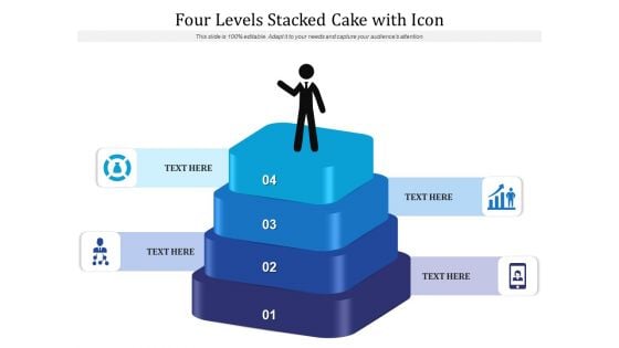 Four Levels Stacked Cake With Icon Ppt PowerPoint Presentation Gallery Aids PDF