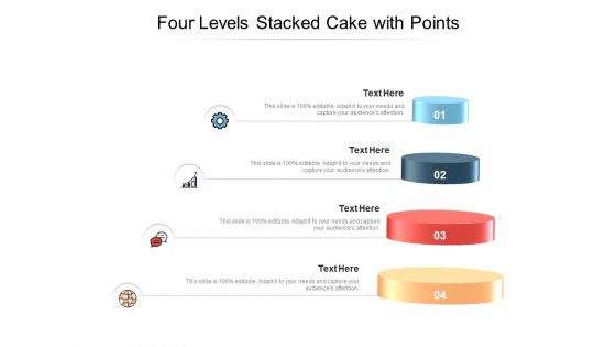 Four Levels Stacked Cake With Points Ppt PowerPoint Presentation Portfolio Mockup PDF