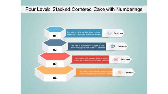 Four Levels Stacked Cornered Cake With Numberings Ppt PowerPoint Presentation Summary Example PDF