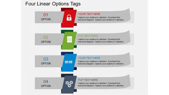 Four Linear Options Tags Powerpoint Template