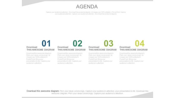 Four Linear Steps For Business Agenda Powerpoint Slides