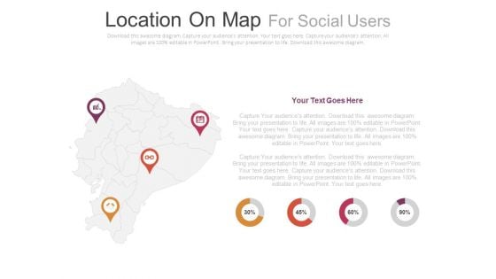 Four Locations On Map With Percentage Analysis Powerpoint Slides Four Locations On Map With Percentage Analysis Powerpoint Slides