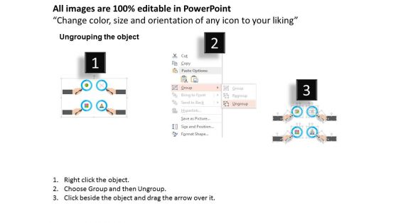 Four Magnifier With Chain Pie Chart Puzzle And Pyramid Icons Powerpoint Templates