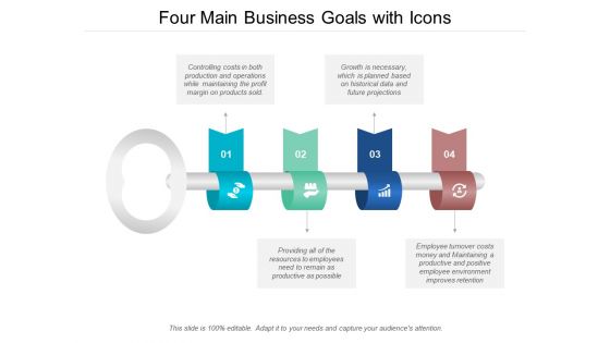 Four Main Business Goals With Icons Ppt PowerPoint Presentation File Graphics Template