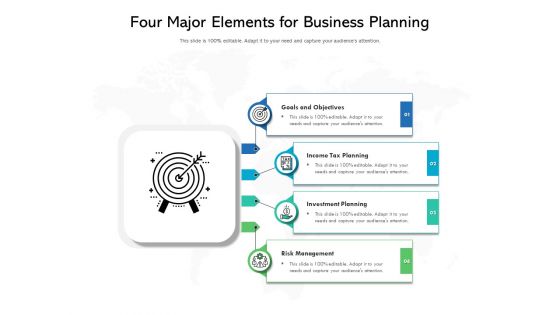 Four Major Elements For Business Planning Ppt PowerPoint Presentation Gallery Files PDF