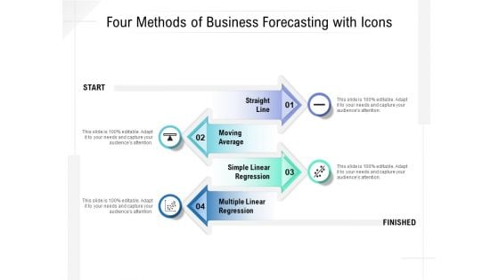 Four Methods Of Business Forecasting With Icons Ppt PowerPoint Presentation Layouts Backgrounds