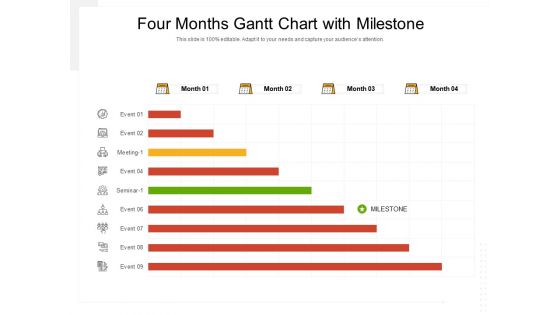 Four Months Gantt Chart With Milestone Ppt PowerPoint Presentation Inspiration Themes PDF