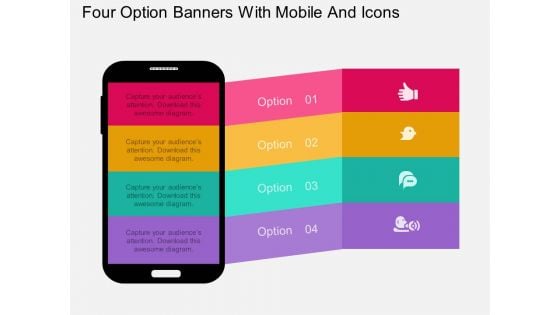 Four Option Banners With Mobile And Icons Powerpoint Template