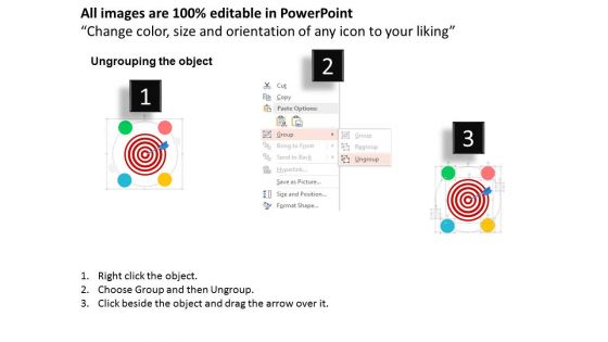 Four Option Diagram For Target Planning Powerpoint Templates