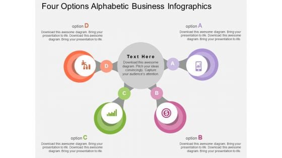 Four Options Alphabetic Business Infographics Powerpoint Template