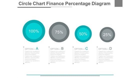 Four Options Circle Chart With Percentage Powerpoint Slides