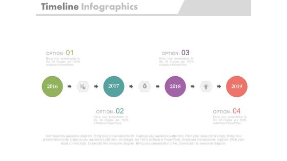 Four Options Linear Timeline For Business Planning Powerpoint Slides