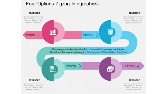 Four Options Zigzag Infographics Powerpoint Template