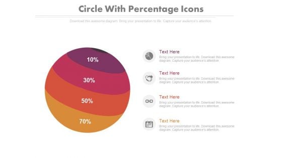 Four Parts Circle Chart With Percentage Ratio Powerpoint Slides