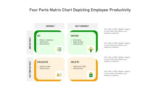Four Parts Matrix Chart Depicting Employee Productivity Ppt PowerPoint Presentation Icon Background Images PDF Four Parts Matrix Chart Depicting Employee Productivity Ppt PowerPoint Presentation Icon Background Images PDF
