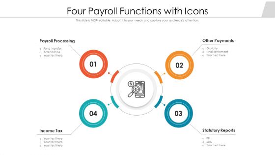 Four Payroll Functions With Icons Ppt Ideas Background PDF