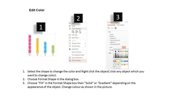 Four Pencils Bar Graph And Icons Powerpoint Template