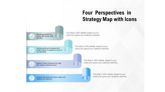 Four Perspectives In Strategy Map With Icons Ppt PowerPoint Presentation Guidelines