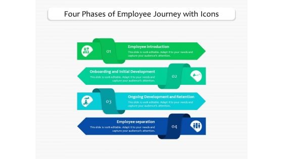 Four Phases Of Employee Journey With Icons Ppt PowerPoint Presentation Gallery Introduction PDF