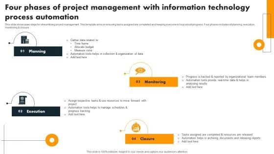 Four Phases Of Project Management With Information Technology Process Automation Microsoft PDF