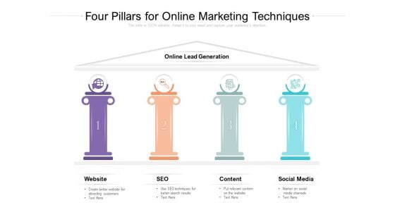 Four Pillars For Online Marketing Techniques Ppt PowerPoint Presentation Portfolio Skills Four Pillars For Online Marketing Techniques Ppt PowerPoint Presentation Portfolio Skills